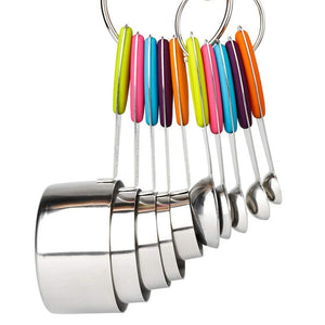 10 Piece Measuring Cups and Spoons Set Stainless Steel